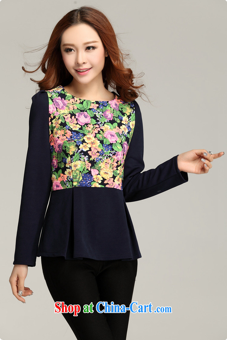 Loved spring new women with emphasis on cultivating MM King, thick, graphics thin skirts swing long-sleeved shirt T solid shirt 3399 dark blue XXXXL pictures, price, brand platters! Elections are good character, the national distribution, so why buy now enjoy more preferential! Health