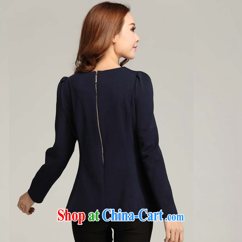 Loved spring new women with emphasis on cultivating MM King, thick, graphics thin skirts swing long-sleeved shirt T solid T-shirt 3399 dark blue XXXXL, loved (Tanai), online shopping