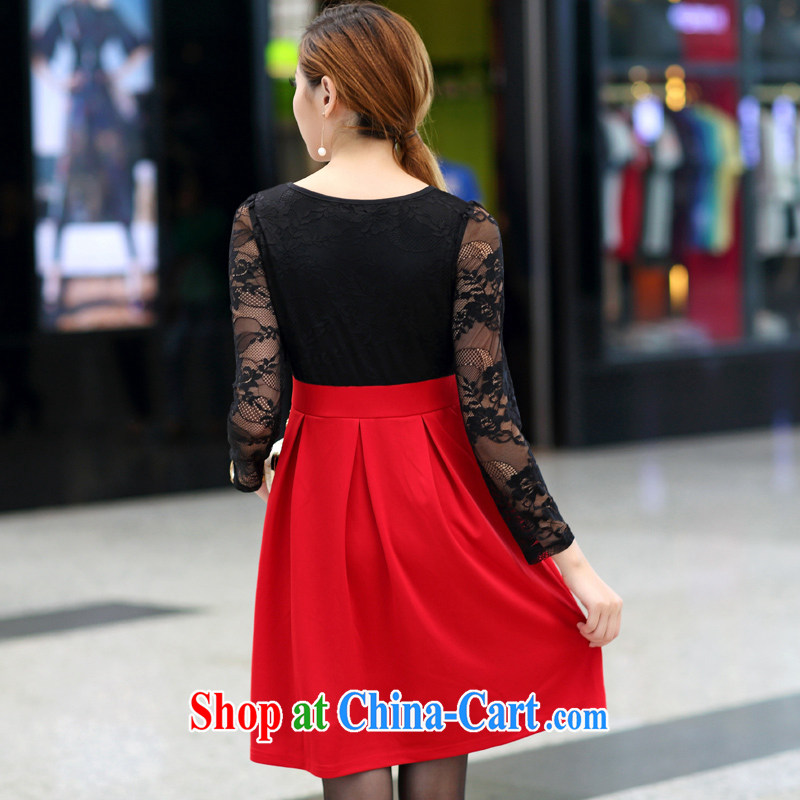 Mephidross economy honey, and indeed increase, women with thick MM Load fall 2014 new Korean Beauty video gaunt waist lace long-sleeved dress 2673 picture color the code 4 XL Mephitic economy honey Silk (MENTIMISI), online shopping
