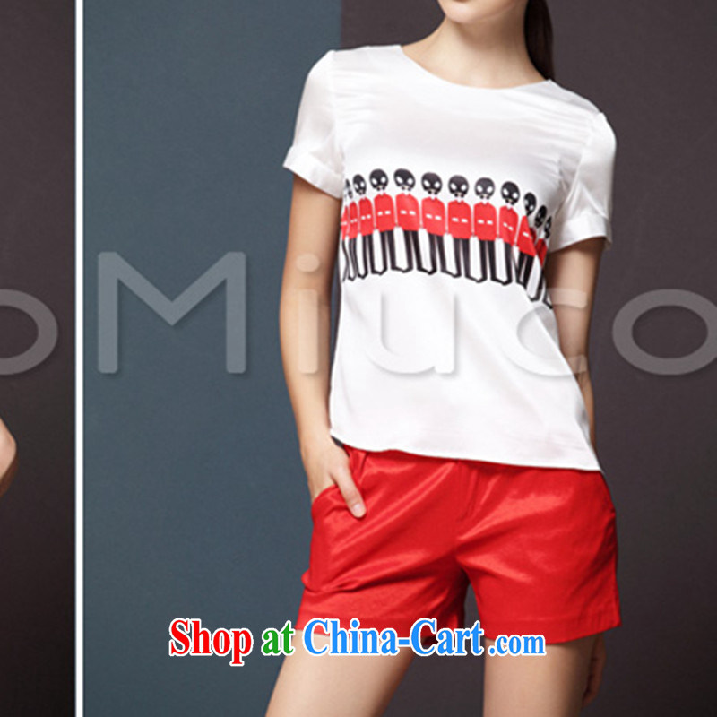 Blue Fox Summer in Europe and the new female young star power with soldiers, stamp duty short-sleeve T-shirt casual shorts package picture color XL cuff, blue Fox (Lancaihu), online shopping