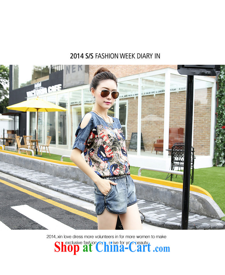 Ms Audrey EU's clothing summer 2015 new Korean loose the Code covered shoulders stamp snow woven stitching short two-piece denim Leisure package wzy 2935 nozzle-shaped pattern XXL pictures, price, brand platters! Elections are good character, the national distribution, so why buy now enjoy more preferential! Health