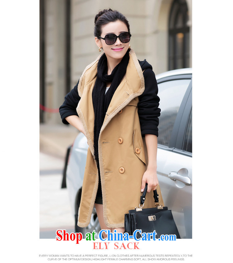 COVERED BY THE 2015 spring and autumn and spring loaded XL Korean female double-cap style, long, casual jacket khaki XXXL pictures, price, brand platters! Elections are good character, the national distribution, so why buy now enjoy more preferential! Health