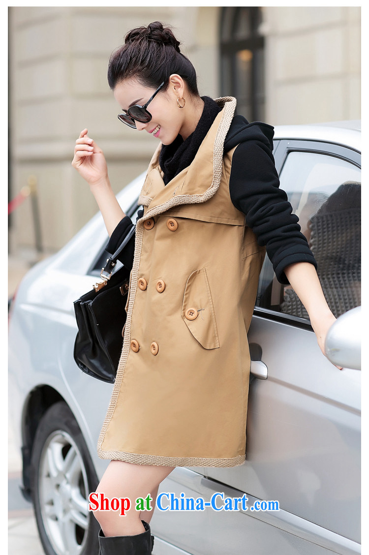 COVERED BY THE 2015 spring and autumn and spring loaded XL Korean female double-cap style, long, casual jacket khaki XXXL pictures, price, brand platters! Elections are good character, the national distribution, so why buy now enjoy more preferential! Health
