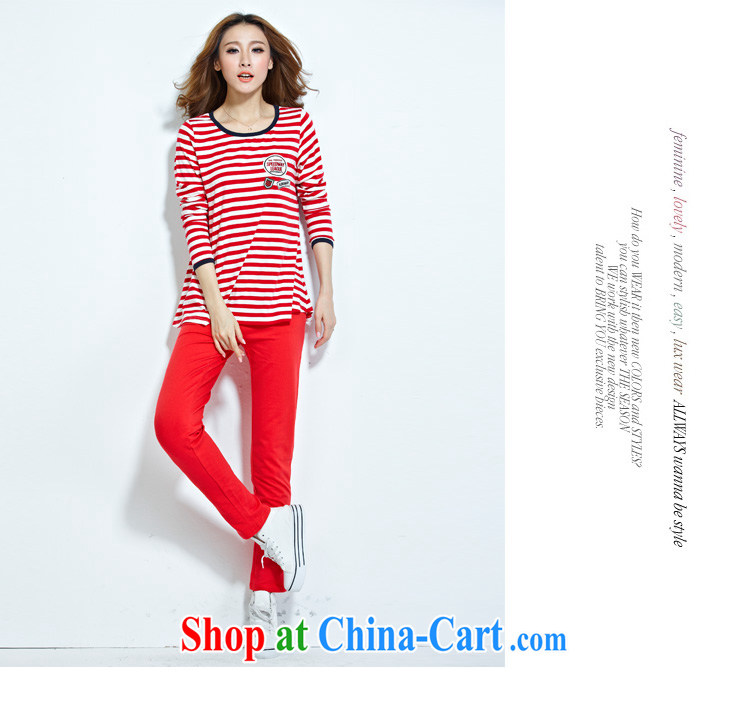 Sophie proposal 4 XL 2015 spring and summer new women new explosions, Korean version of the greater code female thick MM pure cotton stripe sport and leisure suite 7128 red 4 XL pictures, price, brand platters! Elections are good character, the national distribution, so why buy now enjoy more preferential! Health