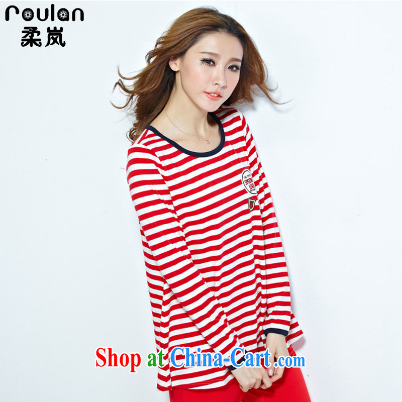 Sophie proposal 4 XL 2015 spring and summer new women new explosions, Korean version of the greater code female thick MM pure cotton stripe sport and leisure suite 7128 red 4 XL, Sophie sponsors (ROULAN), and on-line shopping