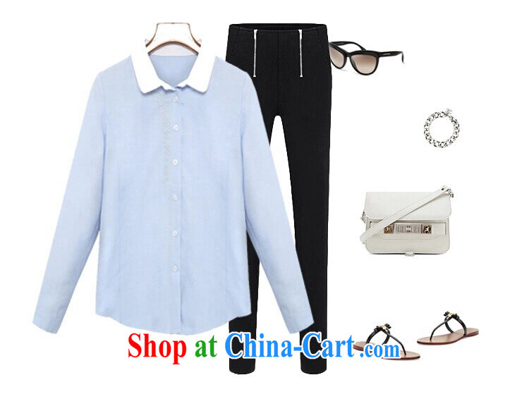 2015 mm thick spring new king, female Korean shirt embroidered knocked color for career long-sleeved shirt and indeed XL solid shirt A 176 days cyan 4 XL pictures, price, brand platters! Elections are good character, the national distribution, so why buy now enjoy more preferential! Health