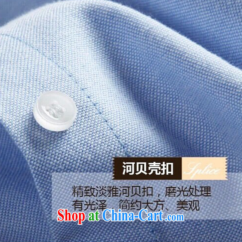 2015 mm thick spring loaded new king, female Korean version shirt embroidered knocked-color collar long-sleeved shirt career and indeed increase code Solid T-shirt A 176 days cyan 4 XL, Queen sleeper sofa Ngai Advisory Committee, and on-line shopping