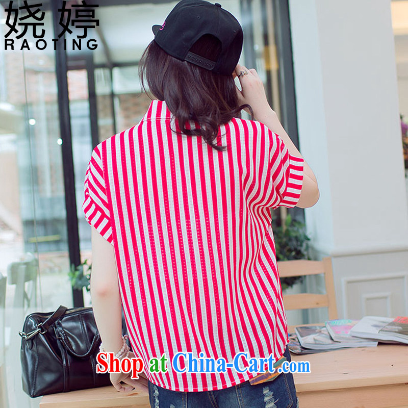 Ting, 2015 spring and summer new Korean style the Code women with thick MM streaks graphics thin female snow-woven shirts 6064 red XXXL (145 - 155 ) jack, prettier Ting (RAOTING), online shopping
