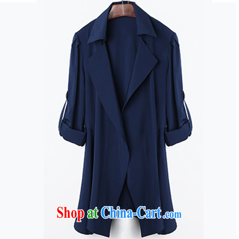T-shirt as soon as possible 2015 spring loaded the code female Korean leisure loose arm cuff suits in long, thin cardigan thin long-sleeved wind jacket S 11 deep blue 3 XL, speed T-shirt, shopping on the Internet