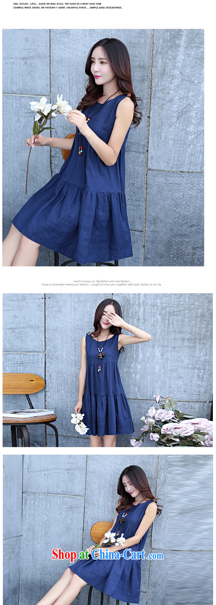 MR NGAN KAM-CHUEN 晳 summer 2015 Women's clothes new Korean loose the code sleeveless cotton Ma dresses Y 1112 Tibetan cyan XXL pictures, price, brand platters! Elections are good character, the national distribution, so why buy now enjoy more preferential! Health