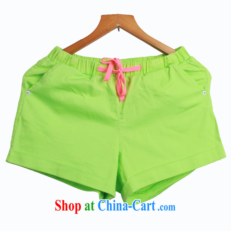 Yet the Addiction, women with larger female 2014 summer new mm thick Korean fluorescent loose shorts 7578 fluorescent green XL