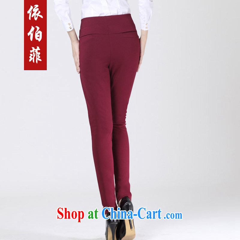 According to the Philippines 2015 new thick MM larger female spring beauty video skinny legs, trouser press career with female pants solid pants female Y 013 wine red 4 XL, perfect (Yibofei), online shopping
