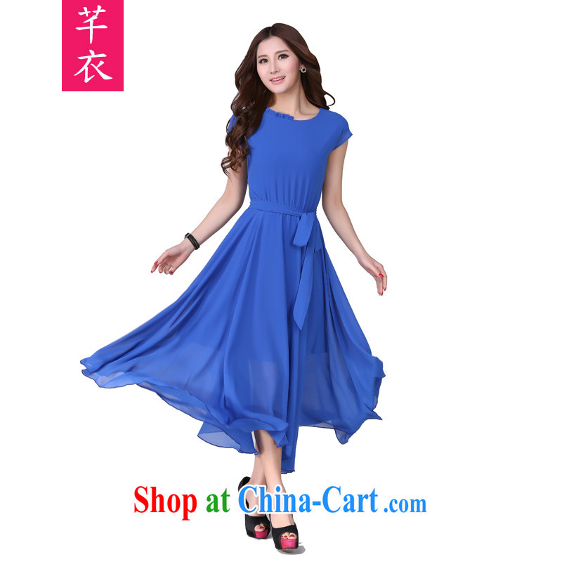 Constitution Yi, thick sister women's clothing dresses 2015 new summer decoration, graphics thin large skirts Bohemia, short-sleeved snow woven skirt Beach Resort blue skirt XL 5 180 - 200 jack