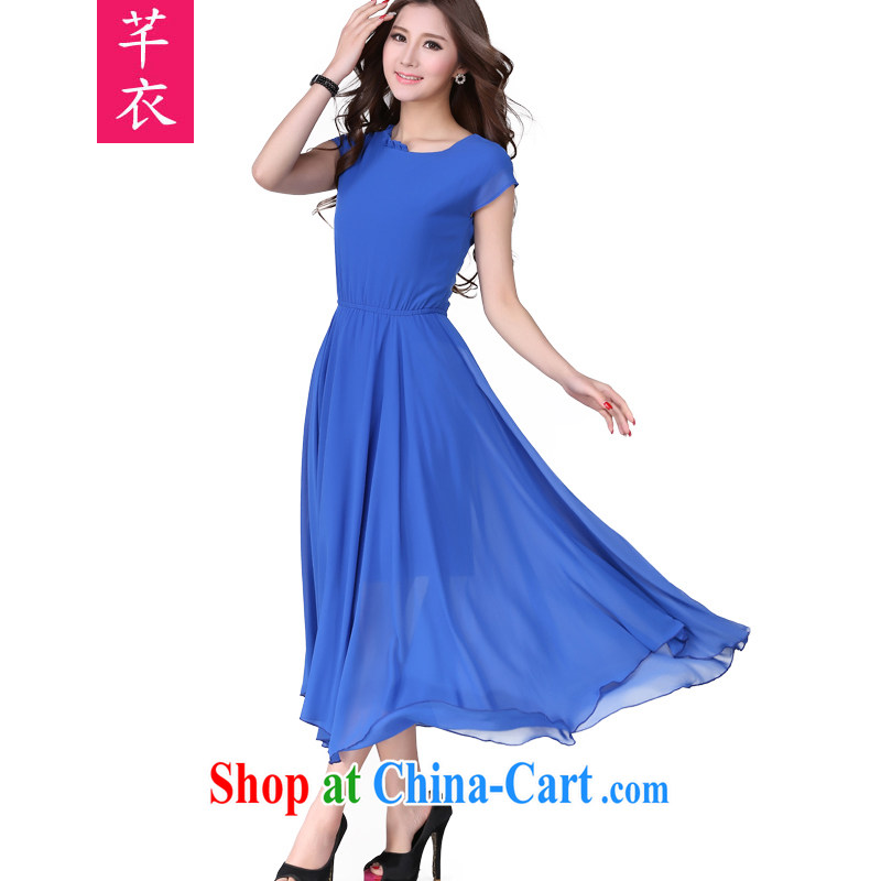 Constitution Yi, thick sister dress dresses 2015 new summer decoration, graphics thin large long skirt Bohemia, short-sleeved snow woven skirt Beach Resort blue skirt XL 5 180 - 200 jack, constitution, and shopping on the Internet