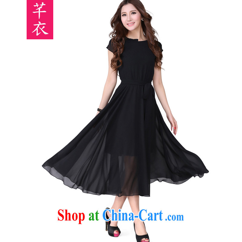 Constitution Yi, thick sister dress dresses 2015 new summer decoration, graphics thin large long skirt Bohemia, short-sleeved snow woven skirt Beach Resort blue skirt XL 5 180 - 200 jack, constitution, and shopping on the Internet