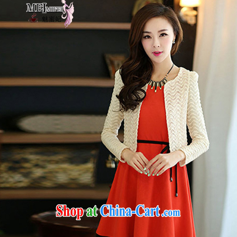 Clear honey princess fall 2014 with larger female new Korean style beauty vest skirt long-sleeved two-piece dresses - M 847 orange XXL