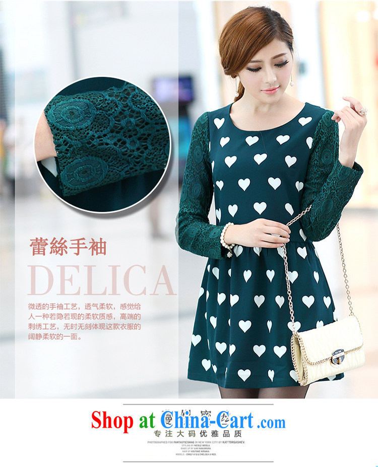 Mephidross has long honey, the Code women mm thick autumn 2014 the new Korean lace long-sleeved love stamp round-collar dress graphics thin 2678 dark green large code 5 XL pictures, price, brand platters! Elections are good character, the national distribution, so why buy now enjoy more preferential! Health