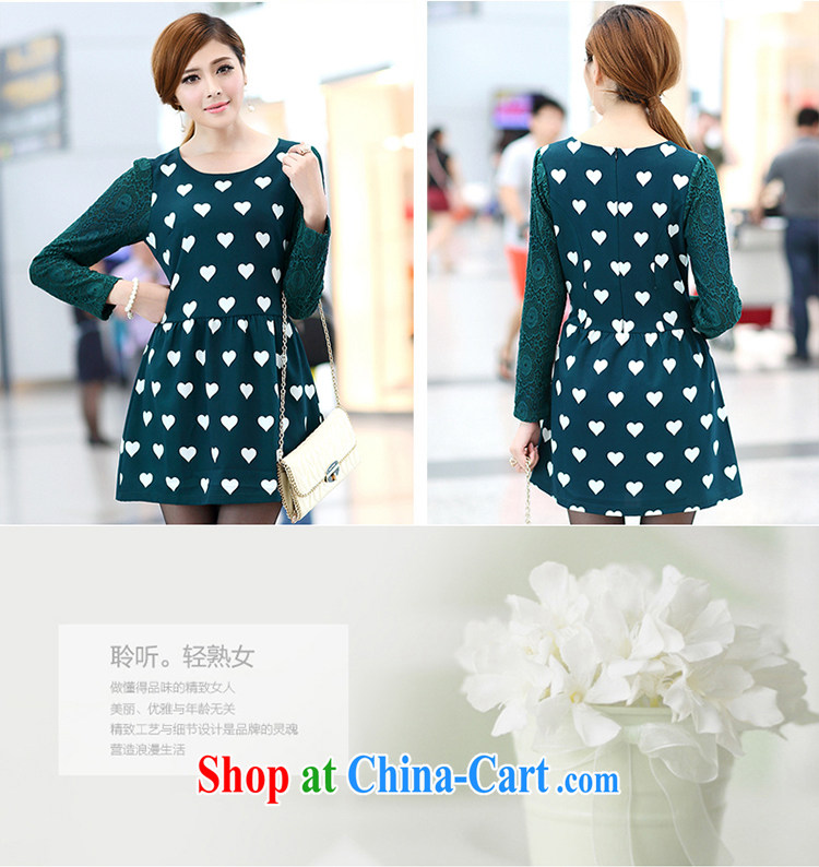 Mephidross has long honey, the Code women mm thick autumn 2014 the new Korean lace long-sleeved love stamp round-collar dress graphics thin 2678 dark green large code 5 XL pictures, price, brand platters! Elections are good character, the national distribution, so why buy now enjoy more preferential! Health