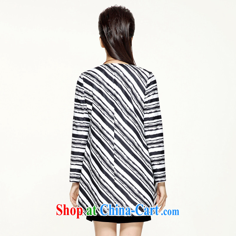 The Mak is the women fall 2014 with new thick mm stylish Korean black-and-white stripes, long jacket, 43,257 black-and-white stripes 5 XL, former Yugoslavia, Mak, and shopping on the Internet