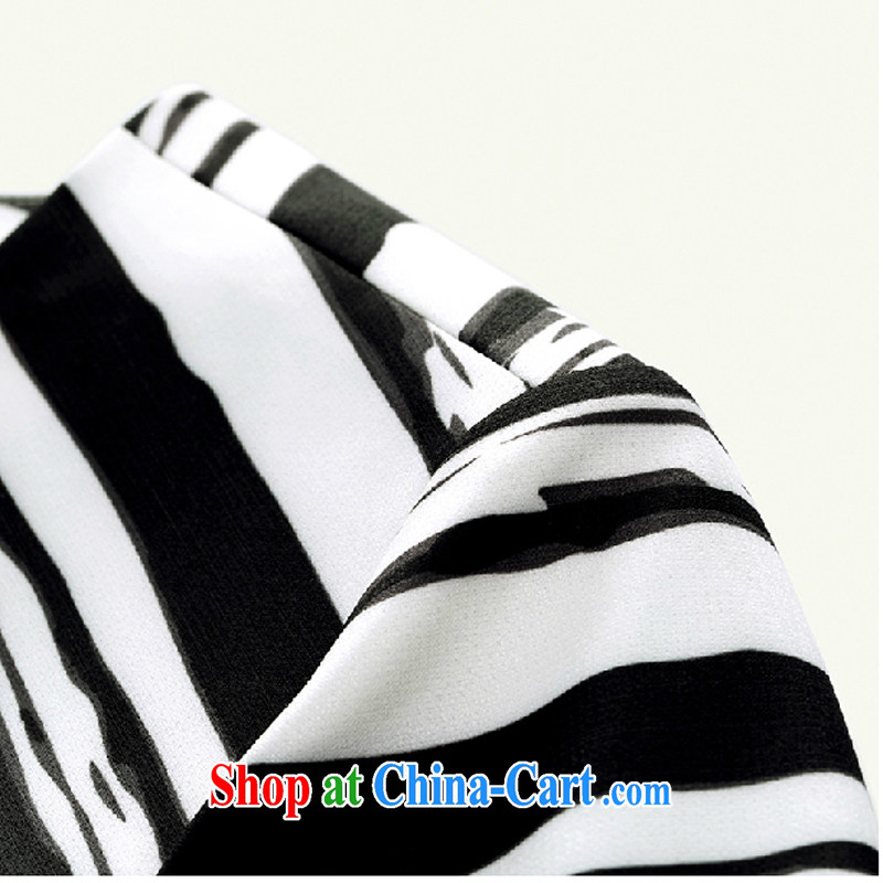 The Mak is the women fall 2014 with new thick mm stylish Korean black-and-white stripes, long jacket, 43,257 black-and-white stripes 5 XL, former Yugoslavia, Mak, and shopping on the Internet