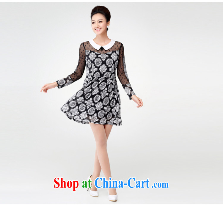 The Mak larger women fall 2014 with new thick mm stylish retro floral fluoro long-sleeved dress 4396 black and white 5 XL pictures, price, brand platters! Elections are good character, the national distribution, so why buy now enjoy more preferential! Health