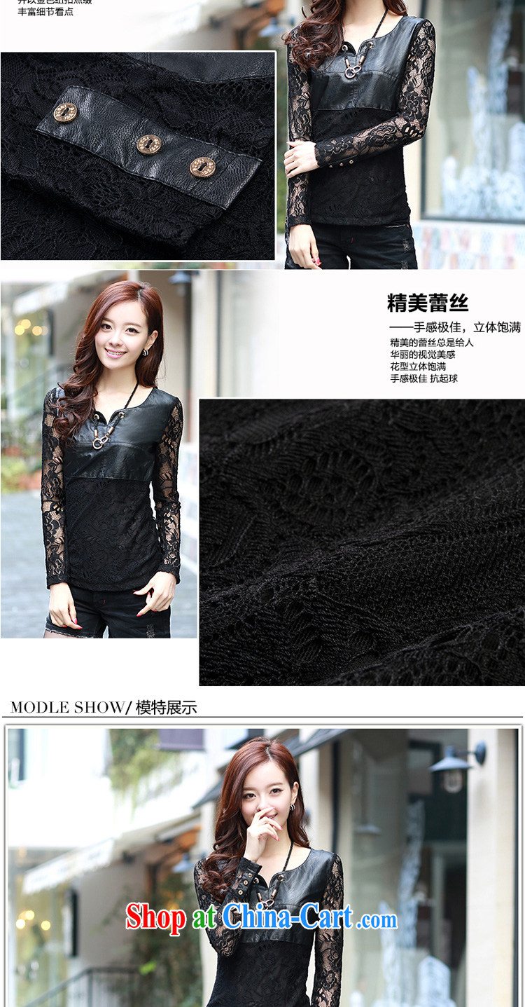 According to the Philippines fall 2014 with new Openwork lace PU leather stitching large code stylish graphics thin solid T-shirt T-shirt woman Y 025 black XXXL pictures, price, brand platters! Elections are good character, the national distribution, so why buy now enjoy more preferential! Health