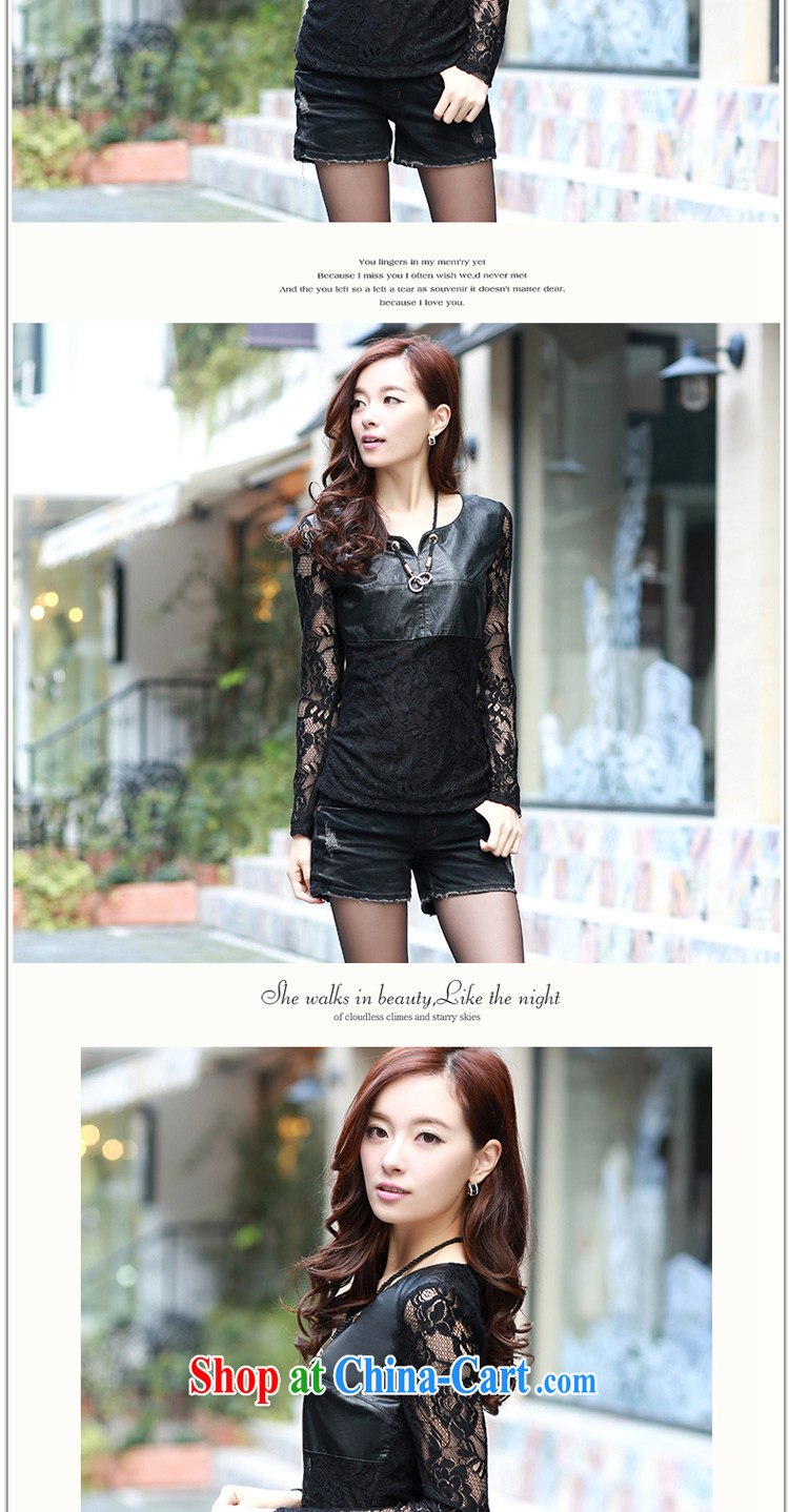 According to the Philippines fall 2014 with new Openwork lace PU leather stitching large code stylish graphics thin solid T-shirt T-shirt woman Y 025 black XXXL pictures, price, brand platters! Elections are good character, the national distribution, so why buy now enjoy more preferential! Health