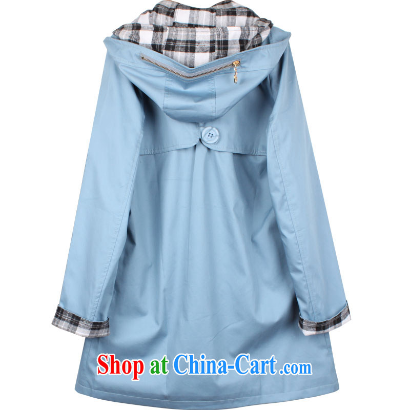 The line takes the Code women's clothing spring new Korean video thin thick mm removable grid cap, long, loose wind jacket QC - 1 blue XL, sea routes, and, on-line shopping
