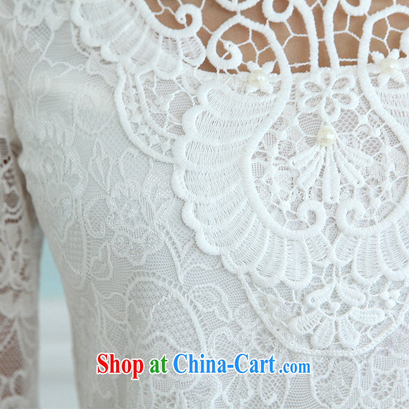 Constitution, the overweight spring loaded T-shirt 2015 XL women mm thick stylish small shirt lace Korean version of the new, elegant and sweet temperament lace solid white shirt XL 3 135 - 150 jack, constitution, and shopping on the Internet