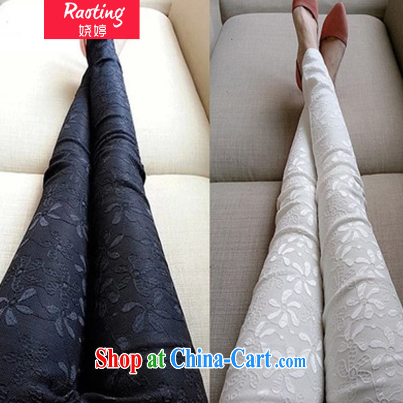 Ting, Autumn 2014 the new lace casual trousers large, thick MM thin stretch cultivating castor solid Trouser press 6107 white XL prettier, Ting (RAOTING), online shopping
