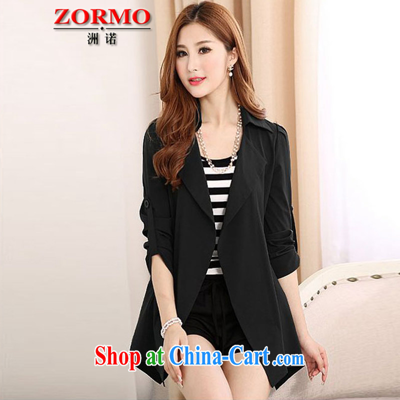 ZORMO spring, Korean spring snow woven cardigan larger women mm thick and indeed increase number of T-shirt black 3 XL