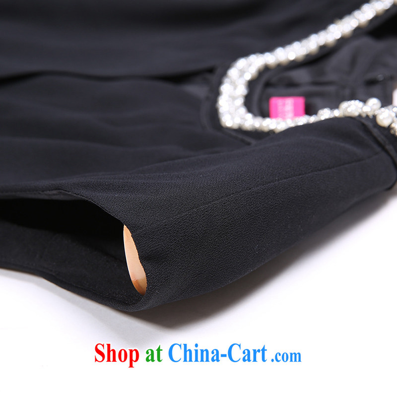 Slim Li Su-New XL girls thick mm staples aura beads round-collar sleeveless ice woven dresses Q 5569 black XXXL and Li, and the show, and shopping on the Internet