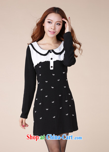 Loved 2015 spring new and indeed XL female temperament thick mm video thin long-sleeved dresses 116 black XXXXL pictures, price, brand platters! Elections are good character, the national distribution, so why buy now enjoy more preferential! Health
