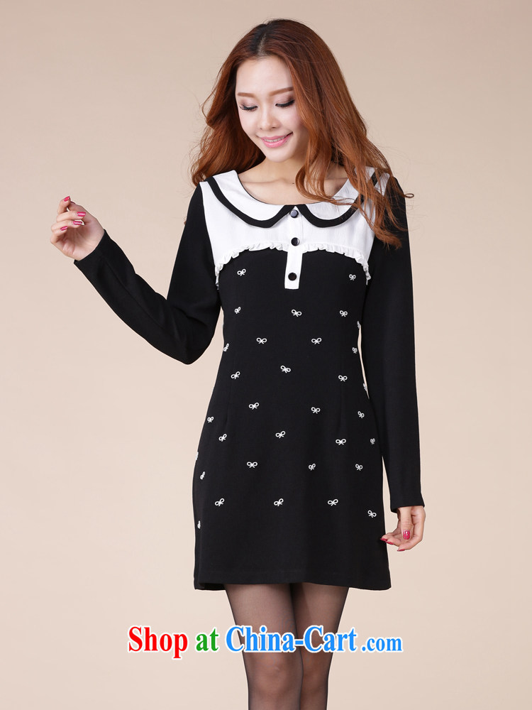 Loved 2015 spring new and indeed XL female temperament thick mm video thin long-sleeved dresses 116 black XXXXL pictures, price, brand platters! Elections are good character, the national distribution, so why buy now enjoy more preferential! Health
