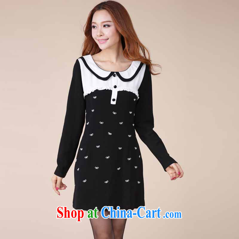 Loved 2015 spring new and indeed XL female temperament thick mm video thin long-sleeved dresses 116 black XXXXL, loved (Tanai), online shopping