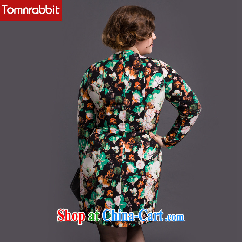 Tomnrabbit larger female dresses new spring 2015 in Europe and America, original design thick mm beauty graphics thin package and the long skirt picture color XL, Tomnrabbit, shopping on the Internet