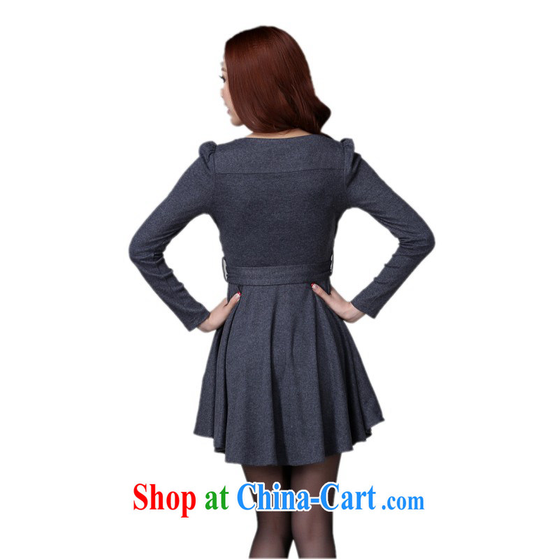 The delivery package as soon as possible by the hypertrophy, female dark dresses mature OL temperament V collar long-sleeved knitted dress the waist graphics thin, dark gray please reference brassieres Data option code, constitution, Jacob (QIANYAZI), online shopping