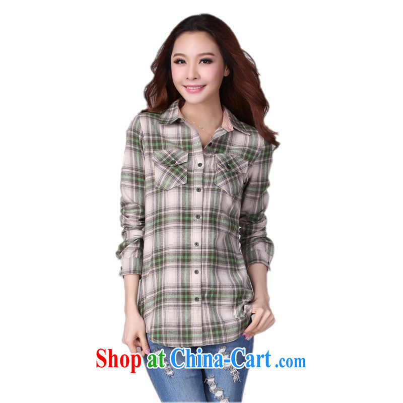 The delivery package as soon as possible the autumn 2014 the new girls and ventricular hypertrophy, shirt classic tartan casual shirt jacket OL graphics thin long-sleeved cardigan thick T-shirt green 3 XL approximately 150 - 160 jack