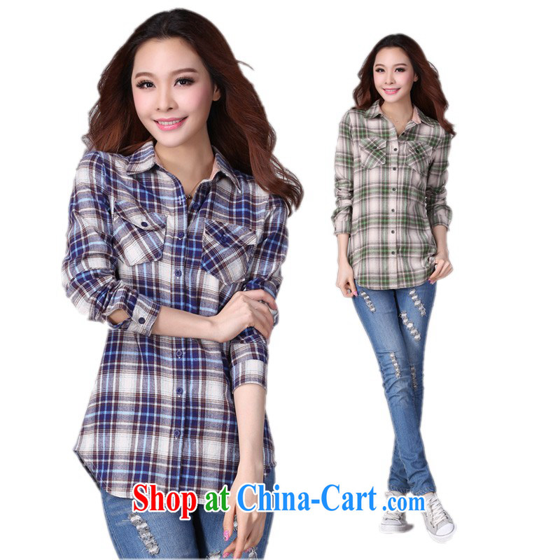 The delivery package as soon as possible e-mail autumn 2014 the new girls and ventricular hypertrophy, shirt classic tartan casual shirt jacket OL graphics thin long-sleeved cardigan thick T-shirt green 3 XL approximately 150 - 160 jack, constitution, Jacob (QIANYAZI), shopping on the Internet