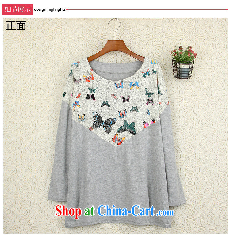 Spend $mirror spring 2015 new Korean cuff butterfly lace loose larger female long-sleeved T-shirt female black XXL pictures, price, brand platters! Elections are good character, the national distribution, so why buy now enjoy more preferential! Health