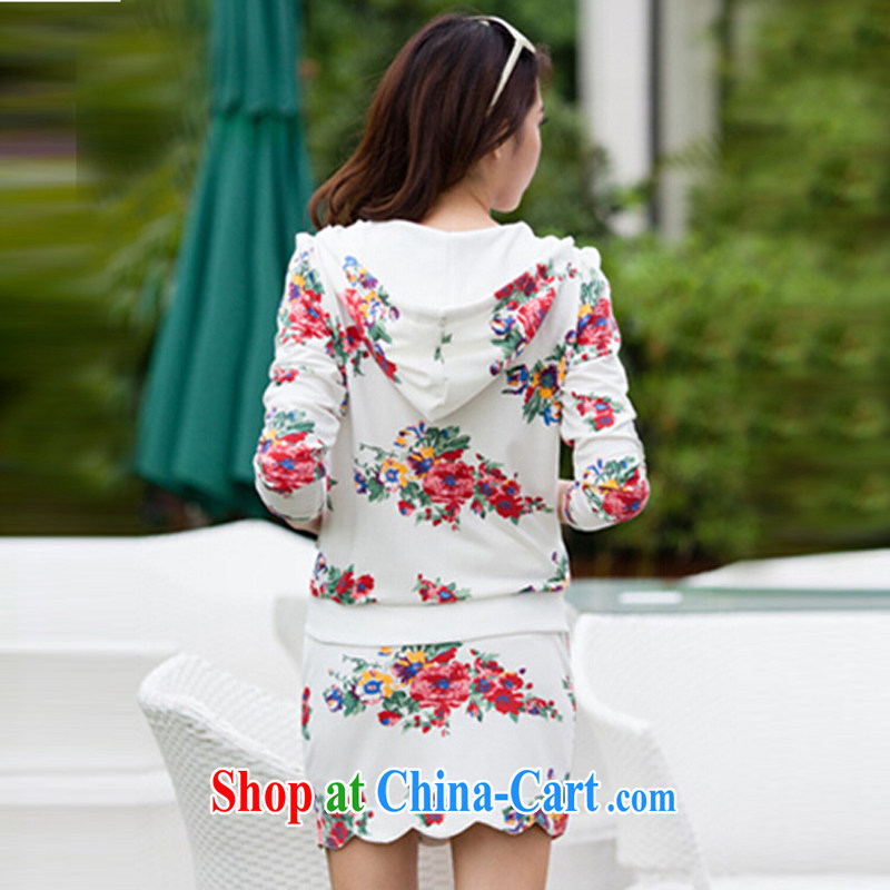 Kai Ting Connie 2014 autumn and winter, the relaxing and comfortable and stylish stamp duty two-piece skirt package the code women with large gray flower T-shirt + short skirt XXXL suitable for 130 - 150 jack, Kai Ting Ni (KAITINGNI), online shopping