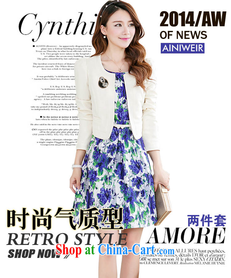 Day line and 2014 autumn fashion the Code women with elegant beauty graphics thin minimalist small suit jacket + stamp duty dress two-piece blue flower XXL pictures, price, brand platters! Elections are good character, the national distribution, so why buy now enjoy more preferential! Health
