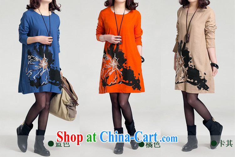 Singapore man standing 2015 new Korean version the code loose embroidered large flower basket the round-collar long-sleeved dresses 6966 #orange red XL 140 - 160 Jack pictures, price, brand platters! Elections are good character, the national distribution, so why buy now enjoy more preferential! Health