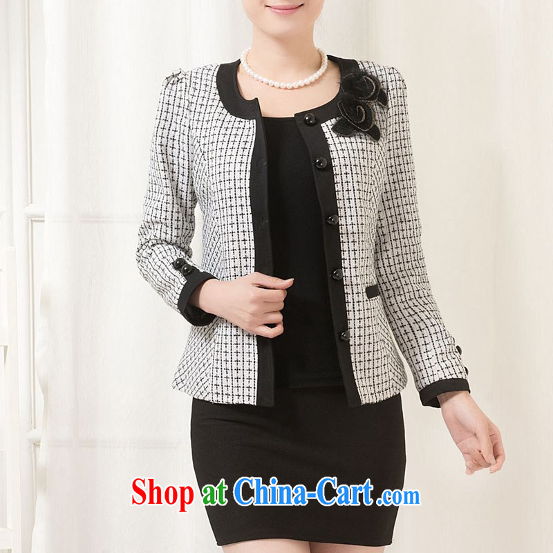 The line takes the Code women's clothing Spring and Autumn and new Korean version graphics thin thick mm round-collar beauty jacket General, career with small suits J 1112 - 1 white 5 XL, sea routes, the Code women, shopping on the Internet