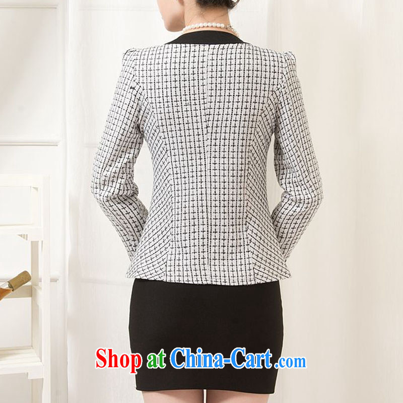 The line takes the Code women's clothing Spring and Autumn and new Korean version graphics thin thick mm round-collar beauty jacket General, career with small suits J 1112 - 1 white 5 XL, sea routes, the Code women, shopping on the Internet