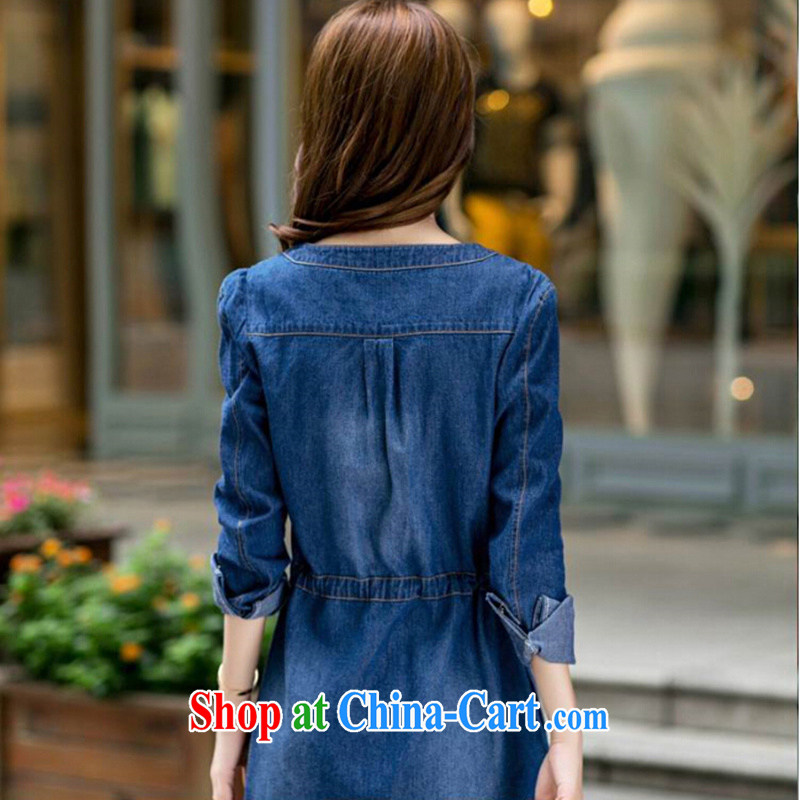 Gillian Chung Wa Dae, 2015 spring loaded with beauty graphics build Korean-waist loose long-sleeved top, female, long version leisure jeans jacket HT 3855 blue XXXXXL, coral blue, and shopping on the Internet