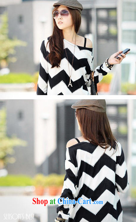 MEI QI-down flower 2015 new female Korean spring loaded 100 ground sweet loose the Code T shirt wavy stripes, long, knitted shirts 86,009 black-and-white striped loose the code pictures, price, brand platters! Elections are good character, the national distribution, so why buy now enjoy more preferential! Health