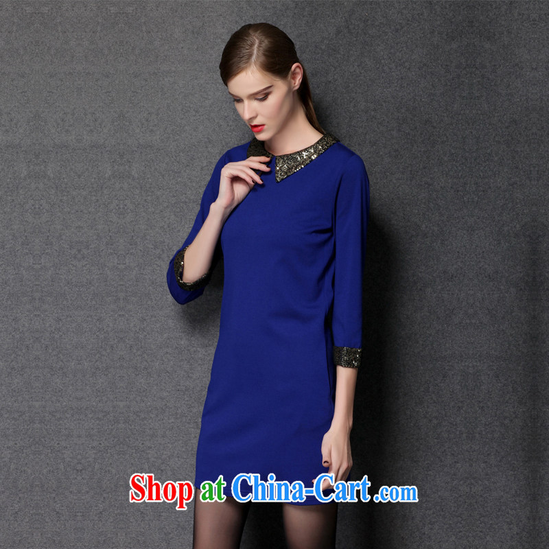 EKDI King, women with thick MM 2014 spring loaded in Europe and America, the female 7 cuff Pearl, dolls for cultivating dresses ZZ 1231 blue XL (118 - 130 jack to wear) Clothing, express (ekdi), online shopping