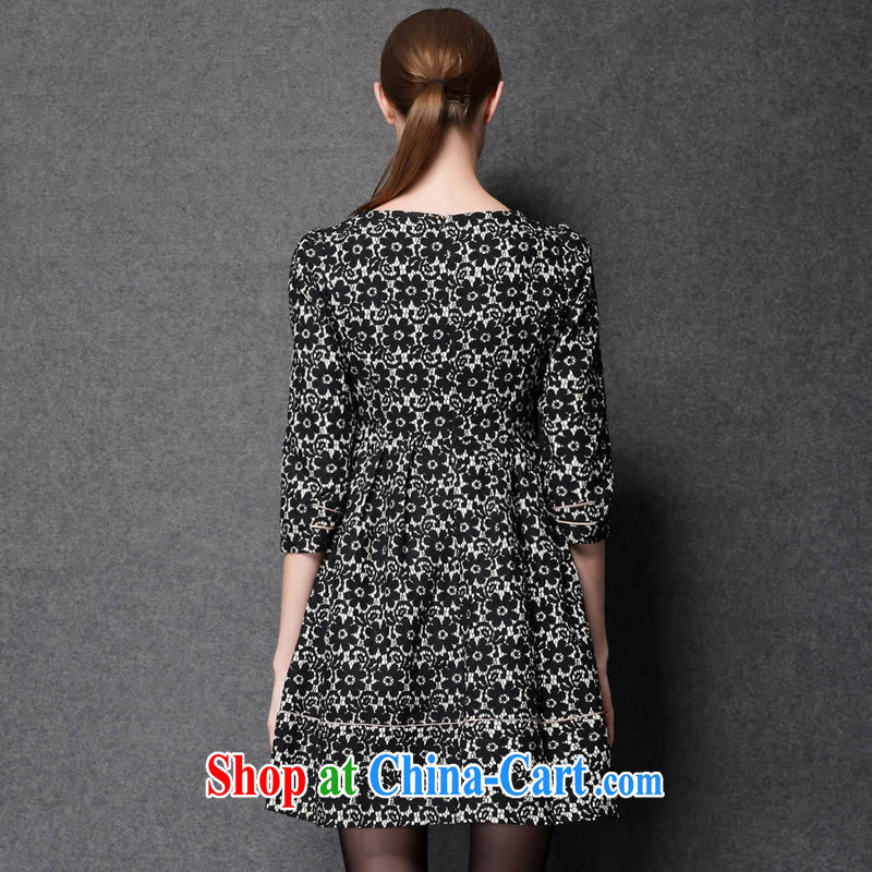 The silk, honey King, women's clothing thick MM 2015 Summer in Europe dresses 7 beauty cuff video thin dresses ZZ 1550 black XL (130 - 145 jack to wear), the population, honey, and shopping on the Internet