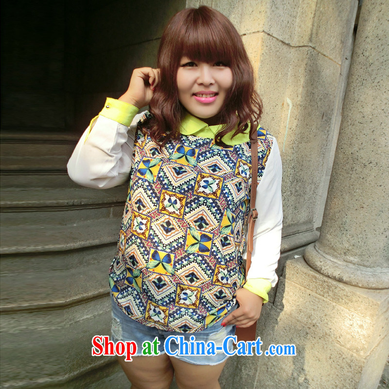 Yet the Addiction, female 2014 thick sister Choo loading new retro Peter Pan collar snow woven shirts 7503 yellow XXXL